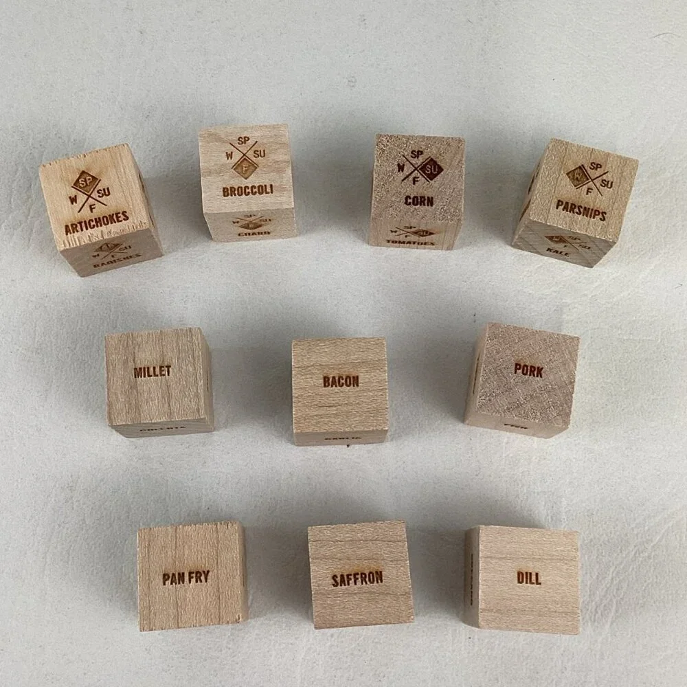 Foodie Dice Seasonal Dinner Inspiration Glass Tumbler Cork Lid Brainstorm Meals - Picture 3 of 9